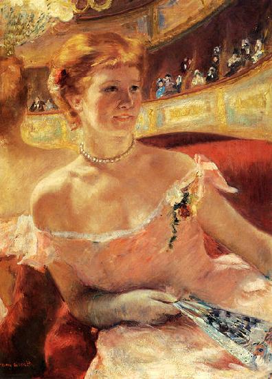 Mary Cassatt Woman with a Pearl Necklace in a Loge Germany oil painting art
